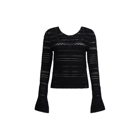 Maglia Donna traforata, in misto viscosa, con scollo tondo